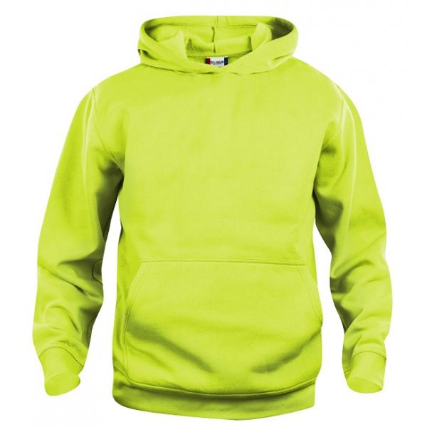 Clique Basic Hoody Junior signaalgroen 130/140