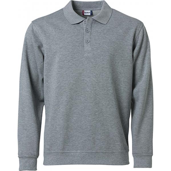 Clique Basic Polo Sweater grijsmelange m