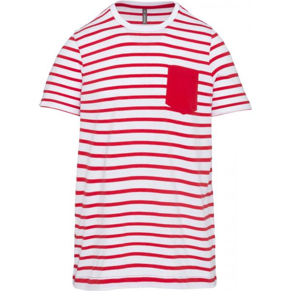 Gestreept T-shirt met zak en korte mouwen kids