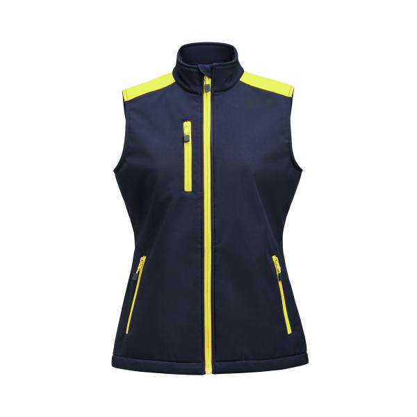 Prime Softshell Bodywarmer Dames marine/neon geel