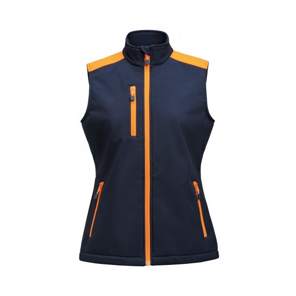 Prime Softshell Bodywarmer Dames marine/neon oranje