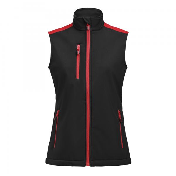 Prime Softshell Bodywarmer Dames zwart/rood