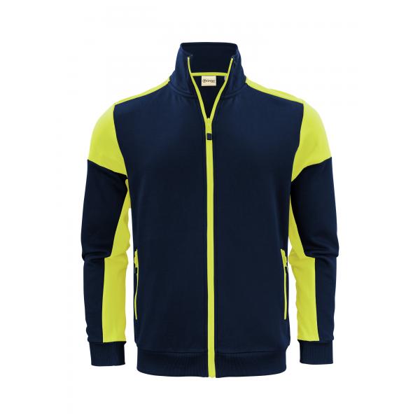 Prime Sweater Volledige Rits Heren marine/neon geel