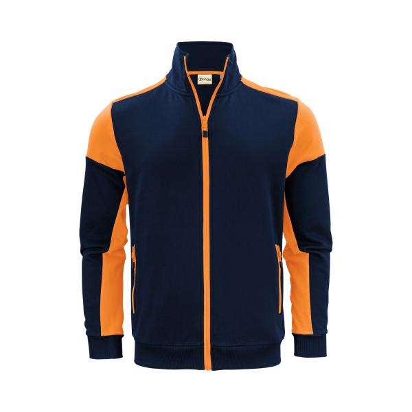 Prime Sweater Volledige Rits Heren marine/neon oranje