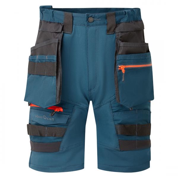 DX444 afneembare korte broek met holsterzakken metro blauw/oranje