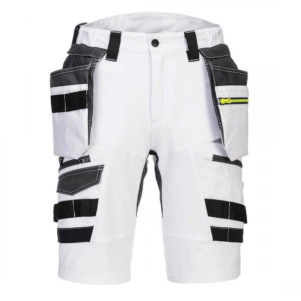 DX444 afneembare korte broek met holsterzakken wit/geel