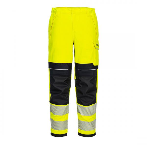 FR409 - PW3 Vlamvertragende Modaflame Hi-Vis dames werkbroek geel/zwart