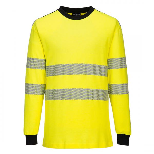 FR701 - PW3 Modaflame gebreid Hi-Vis FR T-shirt met lange mouwen geel/zwart