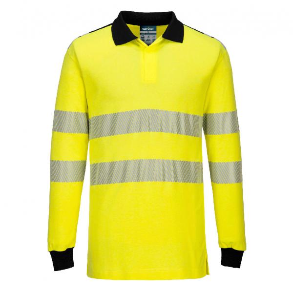 FR702 - PW3 Vlamvertragende Modaflame Hi-Vis Poloshirt geel/zwart
