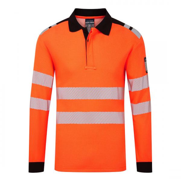 FR734 - PW3 Modaflame Knit HVO Vlamvertragend Poloshirt oranje/zwart