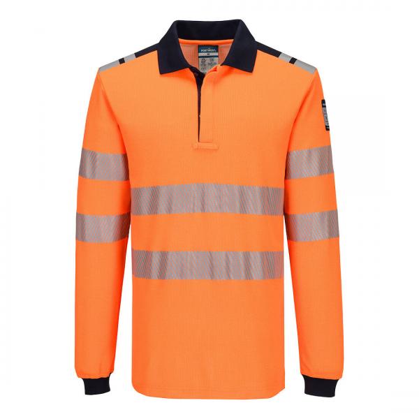 FR734 - PW3 Modaflame Knit HVO Vlamvertragend Poloshirt oranje/marine