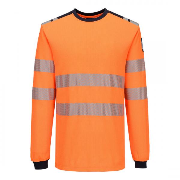 FR736 - PW3 Modaflame gebreid FR T-shirt met lange oranje/marine