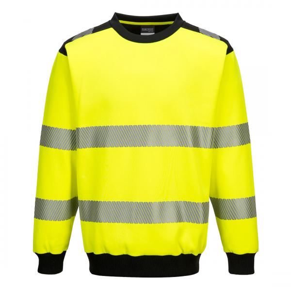 PW379 - PW3 Hi-Vis Sweatshirt met ronde hals geel/zwart