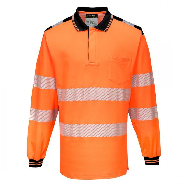 T184 - PW3 Hi-Vis Poloshirt Langemouw oranje/zwart