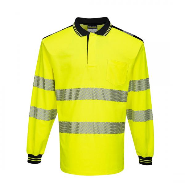 T184 - PW3 Hi-Vis Poloshirt Langemouw geel/zwart